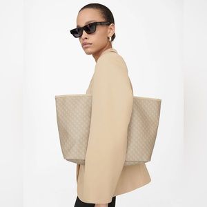 Anine Bing Emma Tote - Beige Monogram Print